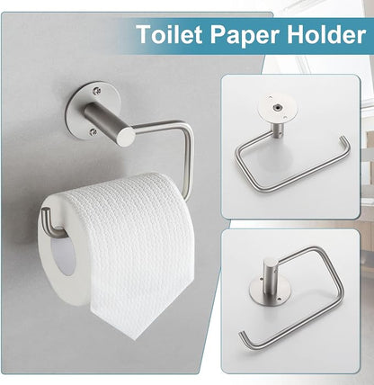 Towel Racks for Bathroom 4 Pieces,Brushed Nickel Stainless Steel Bathroom Accessories Set Wall Mounted Included 24 Inches Towel bar,Towel Holder,Toilet Paper Holder,Robe Hook