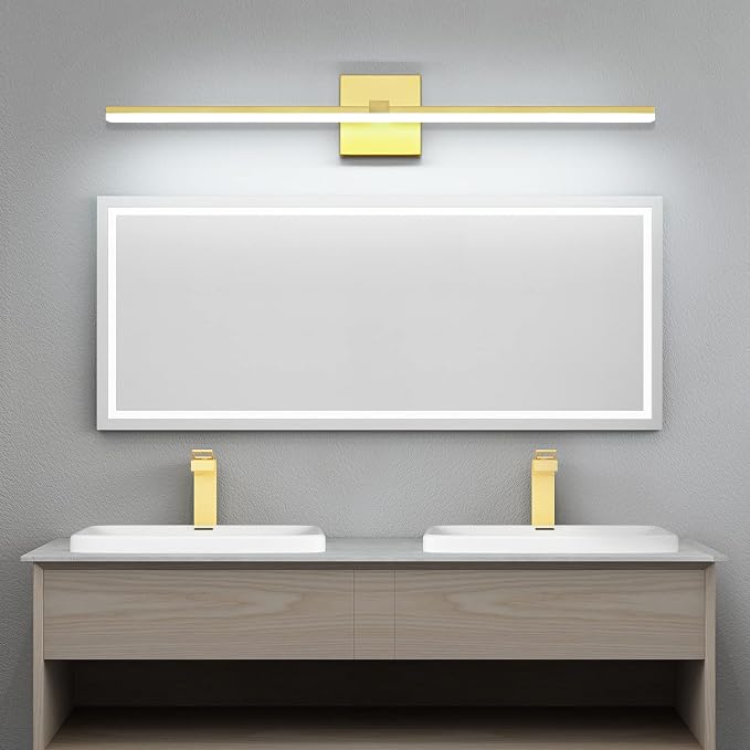 40 Inch LED Vanity Light Gold Bathroom Lighting Fixtures Dimmable Modern Bathroom Lights Over Mirror 6000K Cool White