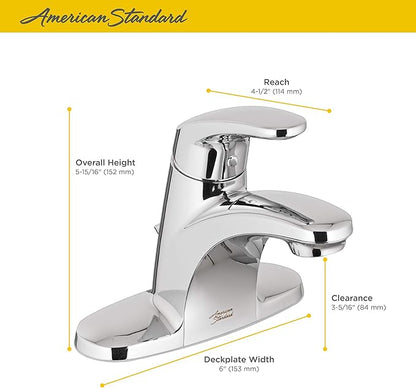 American Standard 7075000.002 Colony Pro Single-Handle Bathroom Faucet with Metal Drain, 1.2 GPM, Polished Chrome
