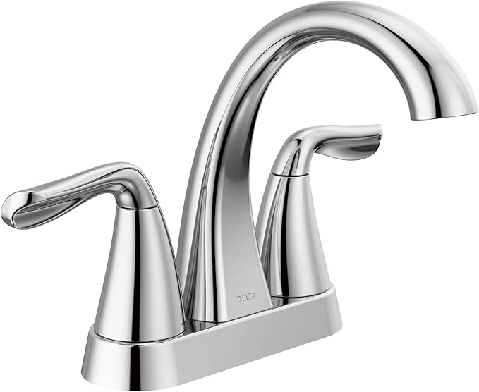 Delta Arvo Centerset Bathroom Faucet, Chrome 2-Handle Bathroom Faucet, Delta Bathroom Sink Faucet, Chrome 3-Hole Bathroom Faucet, Chrome 25840LF