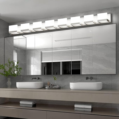 Tipace 8 Lights LED Modern Vanity Light Brushed Nickel Bathroom Lighting Fixture Up and Down Bathroom Wall Light Over Mirror(White Light 6000K)