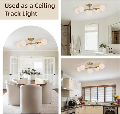 Gold Bathroom Vanity Light Fixtures,5 Lights Mid Century Modern Wall Sconce | Milk Glass Globe Wall Sconce Lighting,Modern Brushed Gold Brass Champagne Bronze Bathroom Vanity Light over Mirror,G9 Base