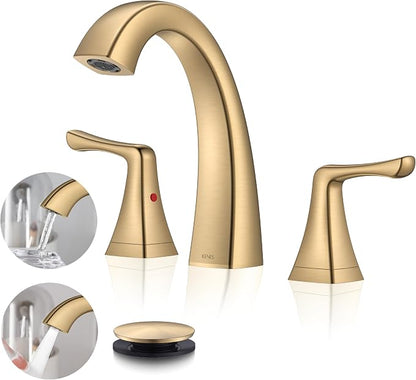 Champagne Bronze Bathroom Faucet 3 Hole, Widespread Bathroom Faucet | Bathroom Vanity Faucet with Pop Up Drain & Supply Lines, Lead-Free cUPC & NSF Certified, 8 Inch Faucet for Vanity RV Sink