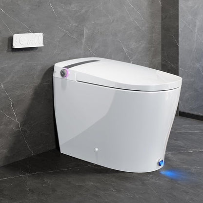 Smart Toilet with Built-in Bidet, One-Piece Bidet Toilet for Bathrooms, YA60 Bidet Toilet with Auto Flush, Kick Flush, Heated Seat, Warm Water and Dryer, Night Light, and Blackout Flush