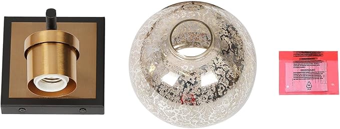 KSANA Black and Gold Sconce, Modern Globe Wall Sconces Lighting with Mercury Glass and Brass Finish for Bathroom, Bedroom, Hallway and Living Room