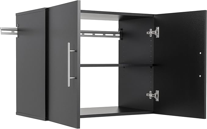 Prepac HangUps 30" Upper Garage Cabinet, Bathroom Cabinet Wall Mount, Ideal for Garage, Kitchen and Laundry Organization 30" W x 24" H x 16" D, Black