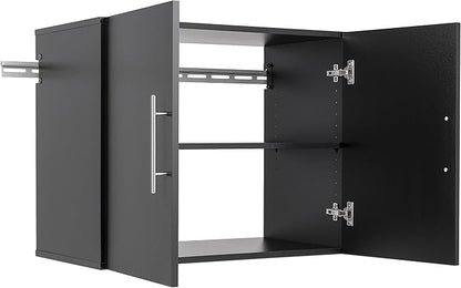 Prepac HangUps 30" Upper Garage Cabinet, Bathroom Cabinet Wall Mount, Ideal for Garage, Kitchen and Laundry Organization 30" W x 24" H x 16" D, Black