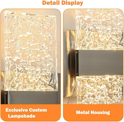 Modern Brushed Nickel 6-Lights Bathroom Vanity Light, Eleglant Nickel LED Bathroom Light Fixtures over Mirror, Dimmable Acrylic Shade Wall Lighting Fixtures, Hardwired Wall Light(H9.25in, L21.26in)