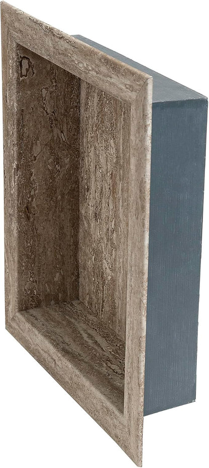 Palisade 17.5 in x 15.5 in Vinyl Shower Niche Grecian Earth | Waterproof Shower Insert