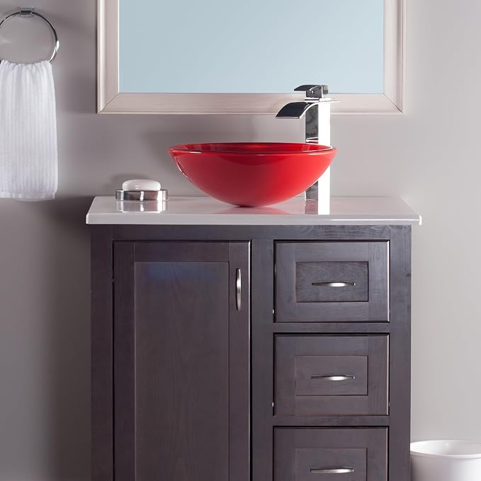 ROSSO Glass Vessel Bathroom Sink, TIG-8305
