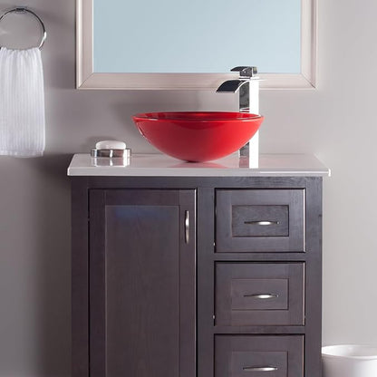 ROSSO Glass Vessel Bathroom Sink, TIG-8305