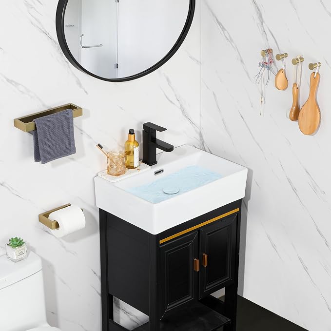 SAYAYO 6-Piece Bathroom Hardware Set Gold, Includes 10 Inch Towel Bar | Toilet Paper Holder & 4Pcs Coat Hooks Wall Mount, Towel Racks for Bathroom Accessories Set SUS304 Stainless Steel