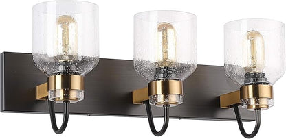 PRESDE Black Vintage Bathroom Vanity Light Fixtures Over Mirror Bath 3-Light Vanity Glass Globe Lighting