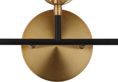 JONATHAN Y 22" Black/Brass Gold 3-Light LED Wall Sconce Vanity Lighting, Clear Glass Globe Shade Modern Contemporary Sconce for Bathroom Mirror, Hallway, UL Listed (JYL9011A)