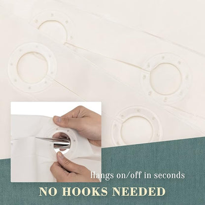 No Hook PEVA Shower Curtain or Liner, Standard Size 71 x 74, Beige | 8G Heavy Duty, Beige Bathroom Shower Curtain, No Hooks Required, Waterproof Plastic & PVC Free