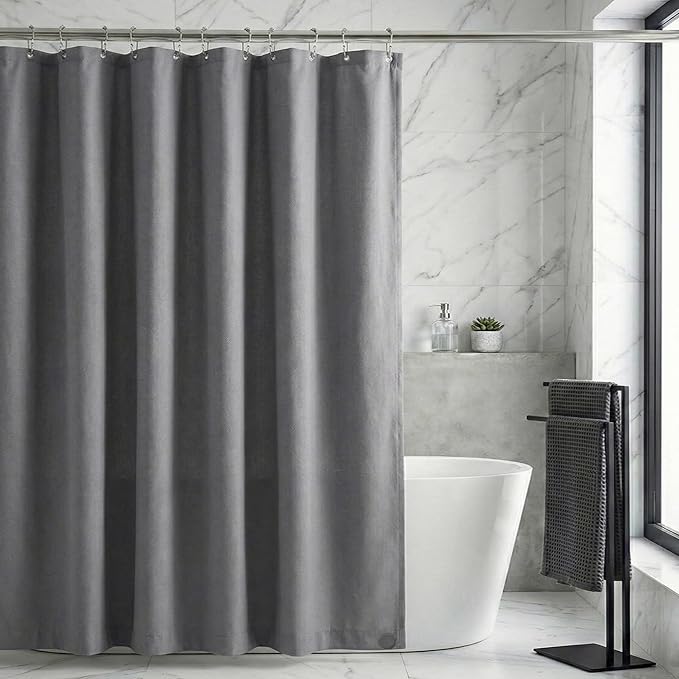 Waterproof Fabric Shower Curtain Liner, TPU Coated, PEVA-Free & Odorless, Hotel Quality, 3 Magnets, Rust-Proof Metal Grommets, Machine Washable, Grey, 60x72 Inch