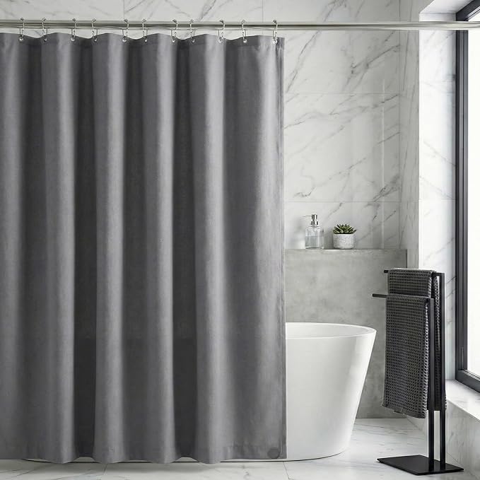 Waterproof Fabric Shower Curtain Liner, TPU Coated, PEVA-Free & Odorless, Hotel Quality, 3 Magnets, Rust-Proof Metal Grommets, Machine Washable, Grey, 36x72 Inch