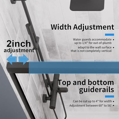Royal Guard Double Sliding Shower Door 44-48" W x 76" H,Matte Black | 6mm SGCC Tempered Glass,Nano Coating Easy Clean,Walk-in Shower Use,Reversible Installation&Waterproof