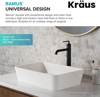 KRAUS Ramus Single Handle Vessel Sink Bathroom Faucet with Pop-Up Drain in Brushed Gold, KVF-1220BG