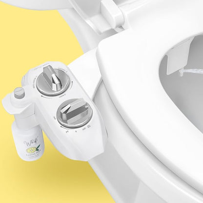 LUXE Bidet WHIFT 185 Bidet - Deodorizing EZ-Lift Bidet Attachment, Chrome | Non-Electric, Built-In Deodorizing Spray, Cold Water, Lemon Refill Included, Easy Slide-In Install, Rear & Feminine Wash