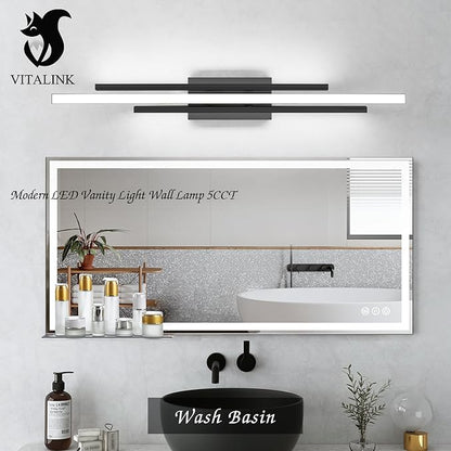 Black Vanity Light, 35" Modern LED Wall Light Long Wall Lamp for Bathroom Over Mirror Dimmable Hardwired Wall Mount Lighting Over Vanity Indoor 5CCT(3000K/3800K/4500K/5200K/6000K)