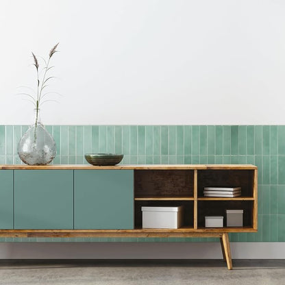 Smart Tiles Peel and Stick backsplash, Stacked Teal, 11.43"x9" | Pack of 5 (3.5 sq ft), Glossy, Heat/Moisture Resistant, Low VOC, Kitchen/Bathroom, Renter Friendly, Made in Canada
