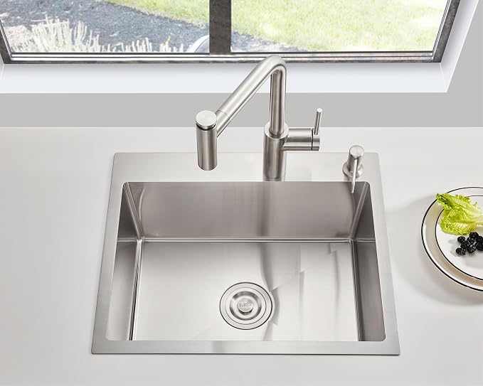 20" Drop-In Single Bowl Kitchen Sink 304 Stainless Steel Brushed | 20"x16" Drop-in Sink | Stainless steel | 9" Deep | Topmount Strainer | Included | Single Bowl | Small Kitchen/Prep
