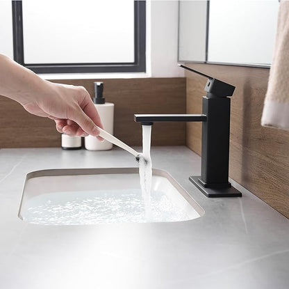 Black Bathroom Faucet YXOCVIR Single Hole with Pop-Up Bathroom Drain Single Handle Bathroom Faucet Suitable for Vanity Sinks, RV, Farmhouses, Suitable for 1 or 3-Hole Installation