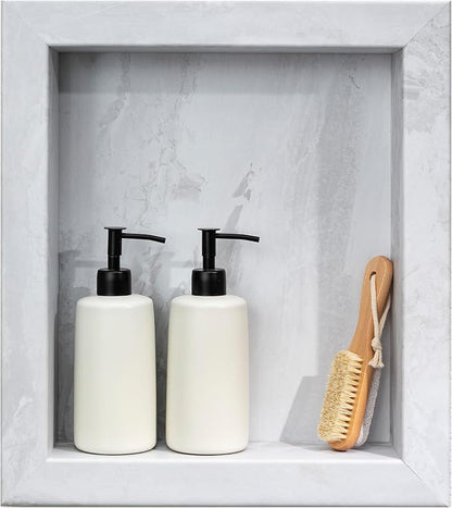 Palisade 17.5 in x 15.5 in Vinyl Shower Niche Iced Pewter/Urban Fjord | Waterproof Shower Insert