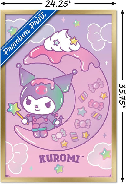 Trends International Hello Kitty and Friends: 24 Dreamland - Kuromi Wall Poster, 34L x 22.4W, Gold Framed Version