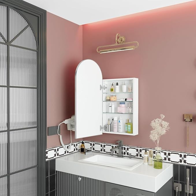 FKWin Bathroom Medicine Cabinet with Mirror, Wall-Mounted, 16x30 Inch | Medicine Cabinet Mirror, Small Apartment Bathrooms, Space-Saving Storage, Easy Organization , Elegant Bathroom Upgrade
