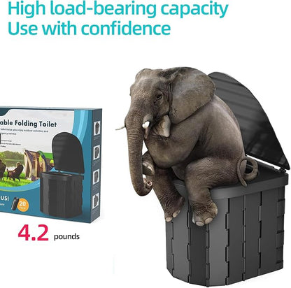 Compact Foldable Travel Toilet for Camping, Hiking, Road Trips, and Emergencies – Heavy-Duty Portable Toilet with 300 lbs Capacity, Easy to Clean, Lightweight & Space-Saving Design(Circular arc）