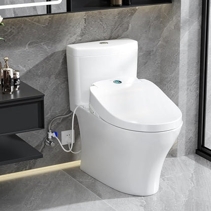 Elongated Heated Bidet Toilet Seat with Dual-Control Panel, LED Display, Instant Warm Water & Air Dryer, Self-Cleaning Nozzle, Soft-Close Lid, UV Nightlight, Child/ECO/Silent Modes
