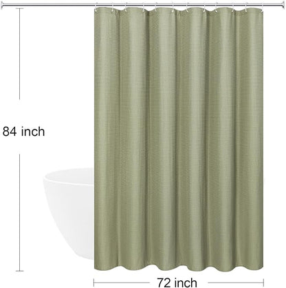 Extra Long 230GSM Sage Green Shower Curtain, 72 x 84 | 230GSM Tall Fabric Shower Curtain for Bathroom, Water Repellent, Machine Washable