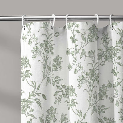WOUVMA Sage Green Shower Curtain Floral Cotton Cottagecore Shower Curtain for Bathroom 72" W x 78" L