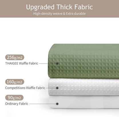 256GSM Heavy Duty Waffle Weave Shower Curtain, Sage Green 72"x72" | with Weighted Hem - Hotel Spa Luxury Water-Repellent Polyester Bathroom Curtain for Home, RV, Apartment, Dorm