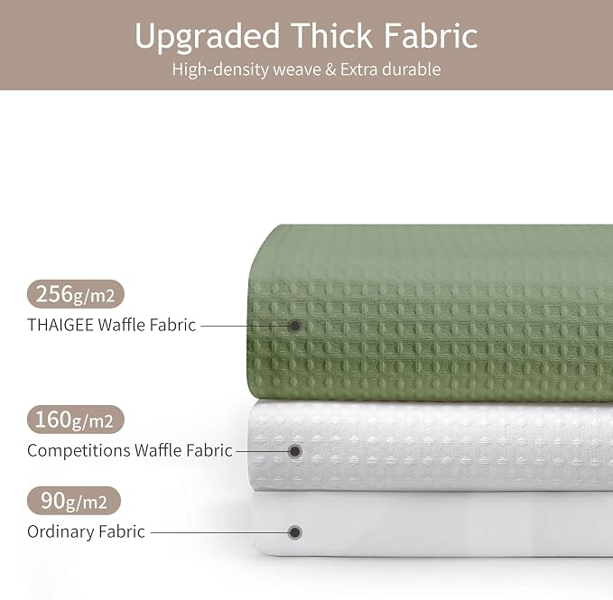 Sage Green 256GSM Waffle Weave Shower Curtain, 72"x84" | Extra Long with Weighted Hem & Rustproof Grommets-Water-Repellent Polyester, Hotel Spa Style for Bathroom,RV,Apartment