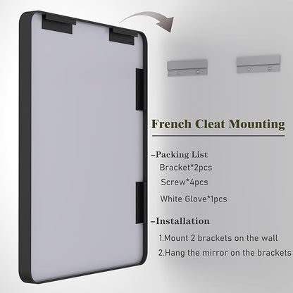 40x36 Inch Black Metal Framed Bathroom Mirror for Wall | Black Rounded Rectangle Mirror, Matte Black Vanity Mirror, Anti-Rust, Shatterproof, Hangs Horizontally or Vertically