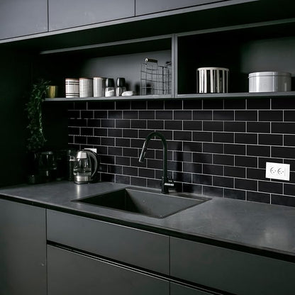 2026 New Upgrade Peel and Stick Backsplash Tile, Peel and Stick 11.34" X 11.57" Wall Tile for Kitchen, Bathroom, Fireplace, Laundry (Black, 10 Packs)