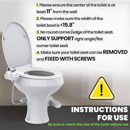 RV Bidet for Camper Toilet, Non-Electric Toilet Sprayer Attachment with Dual Nozzles, Adjustable Pressure, Front/Rear/Self Cleaning, Upgrade for Trailer, Motorhome, RV Bathroom (White Knob)