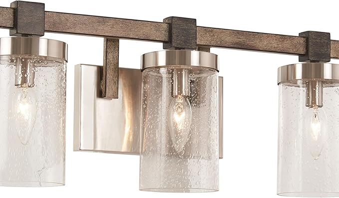 Minka Lavery 4633-106 Bridlewood Vanity Bath Light, 3-Light, 180 Total Watts, 22.5-in H x 8.75-in W, Stone Grey w/Brushed Nickel