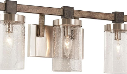Minka Lavery 4633-106 Bridlewood Vanity Bath Light, 3-Light, 180 Total Watts, 22.5-in H x 8.75-in W, Stone Grey w/Brushed Nickel
