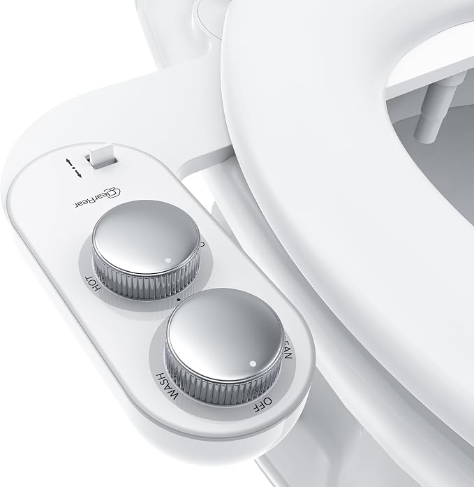 CLEAR REAR Bidet Attachment for Toilet Seat - Non-Electric with Self Cleaning Nozzle, Leak Proof Connectors, Adjustable Water Spray, Rear & Feminine Wash - Hygienic Bathroom Upgrades
