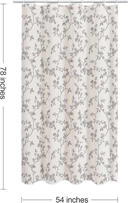 MitoVilla Small Stall Cotton Floral Shower Curtain for Bathroom,54 x 78 | Long BoHo Cottagecore Spring Shower Curtains, Modern Farmhouse Country Plant Leaves Bathroom Décor, 54 x 78