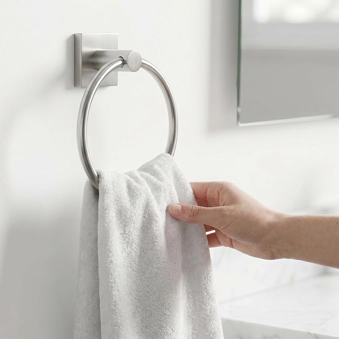 24-Inch Wall Mounted Towel Racks for Bathroom – Space Saver 4-Piece Durable Stainless Steel Bathroom Hardware Set with Towel Bar, Towel Ring, Toilet Paper Holder & Hook, Brushed Nickel