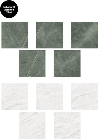 FloorPops x Chris Loves Julia Bonneville Jade Peel and Stick Floor Tiles, FP6332 (Pack of 6)