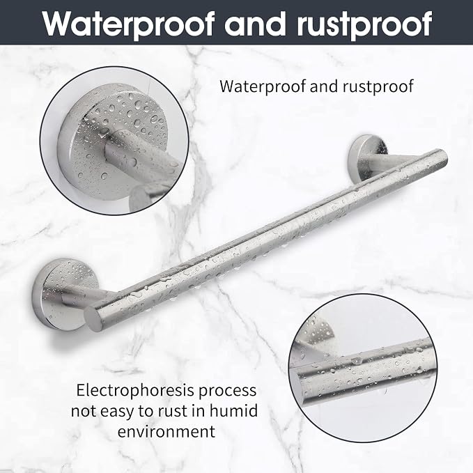 10 Piece Brushed Nickel Bathroom Hardware Set -Include23.6&16inch Bathroom Towel bar,Towel Ring,Toilet Paper Holder, Towel Hook,2 Pack 5 Piece Bathroom Accessories Set