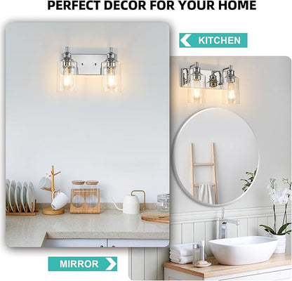 2-Light Bathroom Light Fixtures Modern Chrome Vanity Lights for Bathroom Lighting Fixtures Over Mirror for Cabinet Mirror Bedroom Hallway