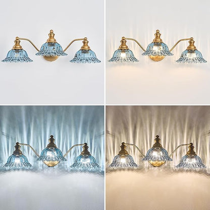 Brass Grey Blue 3 Light Vanity Light