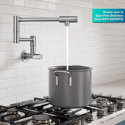 KRAUS Oletto Pot Filler Faucet with Retractable Arm, Wall Mount Kitchen Faucet, Pot Filler for Stove in Matte Black, KPF-5001MB